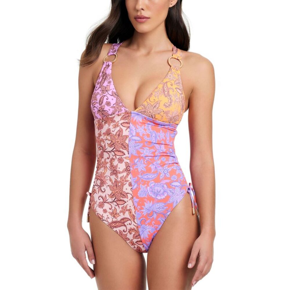 Red Carter Womens at First Glance Cross Back One Piece Swimsuit M Multi - NWT